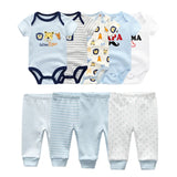 6/9/10 Pieces Cartoon Bodysuits Pants Unisex