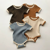 Retro Style Spring and Summer Pure Cotton Onesie Sunken Stripe Thin