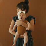 Retro Style Spring and Summer Pure Cotton Onesie Sunken Stripe Thin