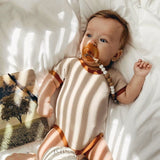 Retro Style Spring and Summer Pure Cotton Onesie Sunken Stripe Thin