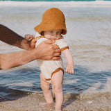 Retro Style Spring and Summer Pure Cotton Onesie Sunken Stripe Thin