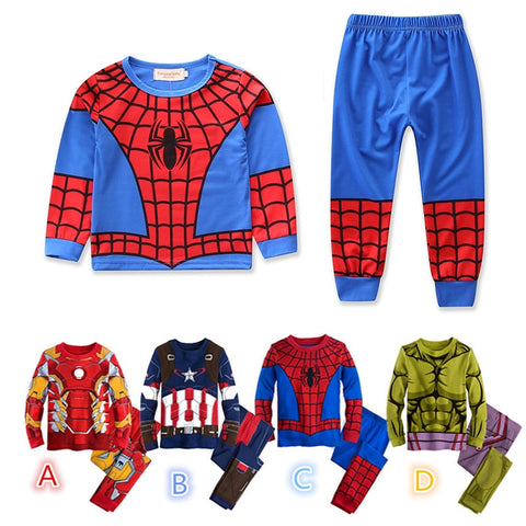 2022 Boys Superhero Captain Cartoon Cosplay New Boys Pajamas Spiderman Kid Toddler Clothing Suits For 1-8 Years Kids